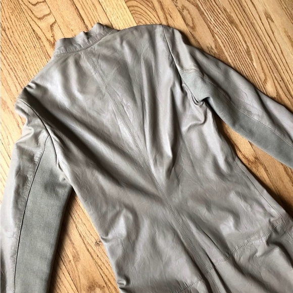 Beautiful Leather Taupe Duster Jacket - Picture 9 of 10